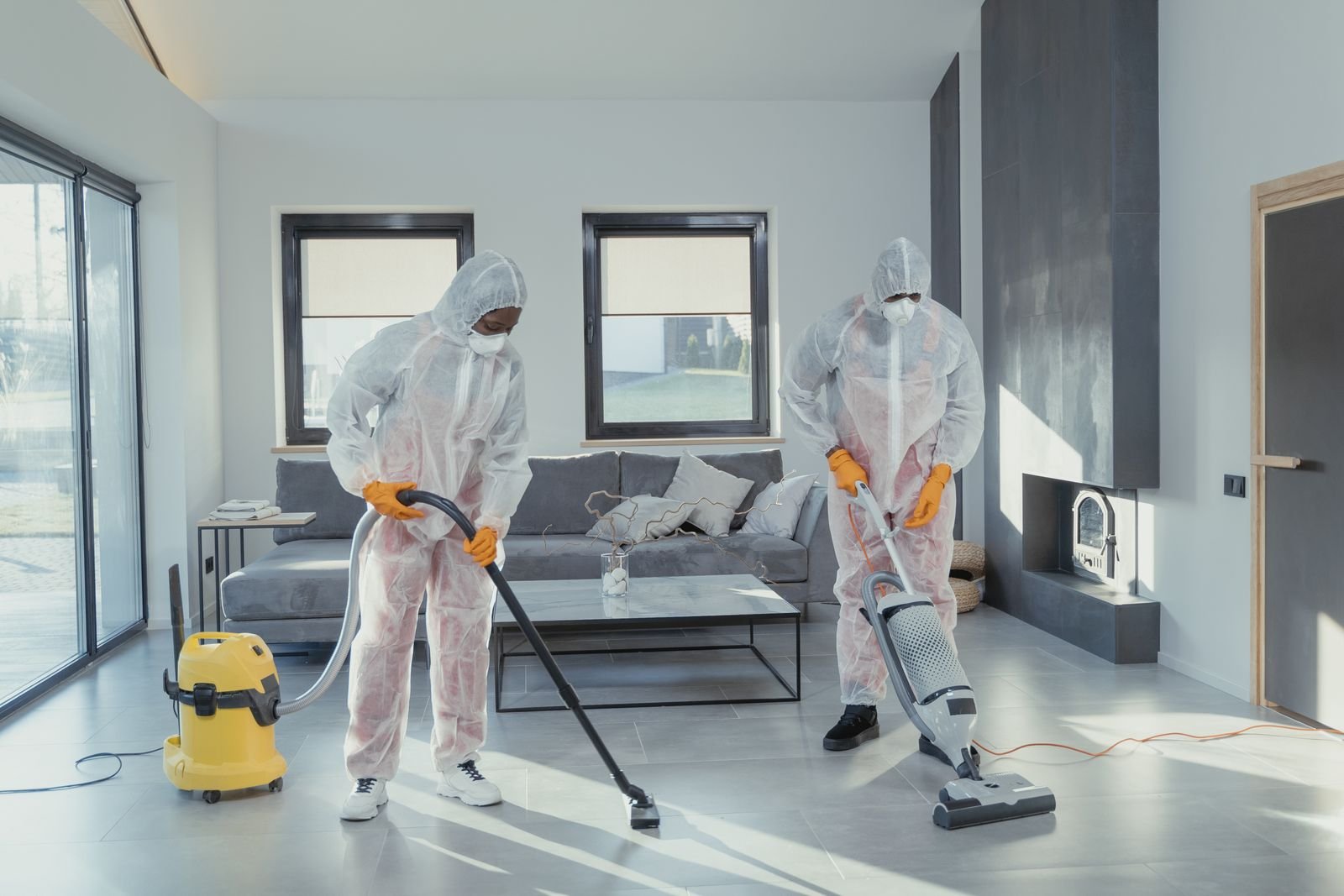Mold testing technicians inspecting a Gresham, OR home for airborne and surface mold